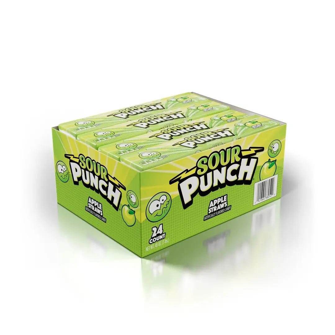 Sour Punch Apple Straws Candy, 24 Count x 2 oz