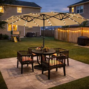 【Solar Led Lights】Yaheetech 13/15ft Large Patio Umbrella, Outdoor Double-Sided Rectangle Umbrella with 36 LED Lights & Crank for Patio Garden Pool Lawn Backyard, Base Included 【Solar Led Lights】Yaheetech 13/15ft Large Patio Umbrella, Outdoor Double-Sided Rectangle Umbrella with 36 LED Lights & Crank for Patio Garden Pool Lawn Backyard, Base Included