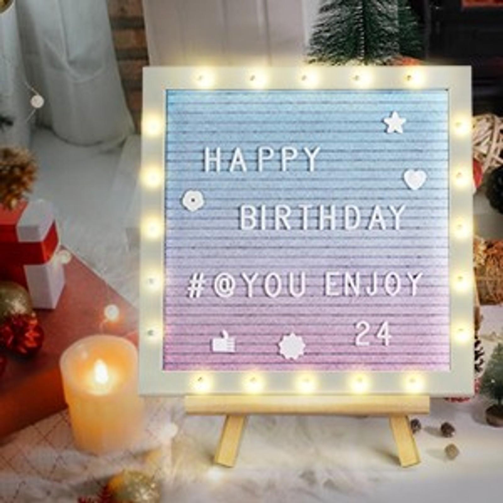 Pink Felt Letter Board with Lights, Built-in LED Lights -Message Board Adjustable Stand, 340 Letters and Christmas,- for Menus, Pregnancy Announcement, Weddings, Party Planning(10 * 10)