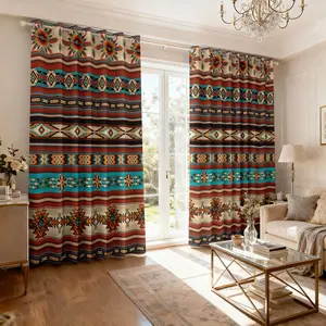 2 Panels Boho Blackout Curtains for Bedroom & Living Room, Colorful Bohemian Hippie Pattern, Multicolor Funky Abstract, Classic Modern Rustic, 55x63 Inches