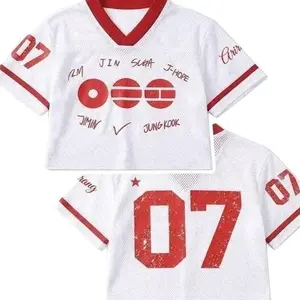 Kpop V-neck Crop Jersey, Custom Jersey Inspired World Tour 2026 Merch Crop Tops For Army, Bangtan Comeback 2026