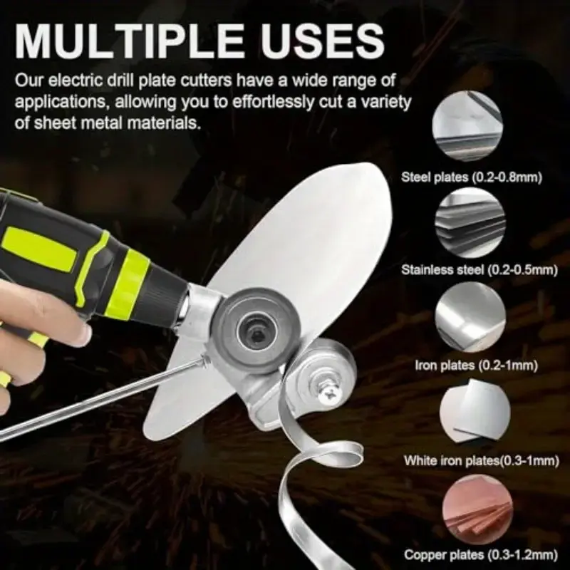 Sheet Metal Cutter Drill Attachment, Electric Drill Shears Attachment Cutter Nibbler, Metal Nibbler Drill Attachment for Cutting Iron, White Sheet, Steel, Copper, Aluminum