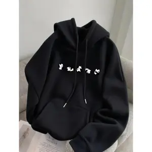 Men's Fleece-Lined Panda Design Hoodie Autumn Winter Versatile Sports Casual Comfortable Hoodie S-3XL