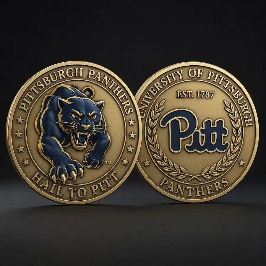 Pittsburgh Panthers challenge coin University of Pittsburgh Hail To Pitt Est 1787 Panthers college football fan collectible coin gear