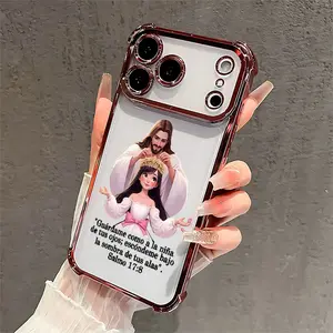 Divine Crown Blessing Four Corner Airbag Anti-Collision Electroplated Soft&Flexible TPU Silicone Phone Case For iPhone 17 Pro Max AIR 16 15 14 13 12 11 Plus XSMAX Cases Durable|Shockproof|Full Camera Protection|Gift For Men Women