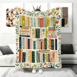 Vintage Library Blanket, Boho Wildflowers Bookish Quilt, Cottagecore Flower Book Gift, Retro Book Lover Gift For Reader Librarian Teacher, Man Women Gift, lola blanket,  bedding ,plush blankets,mellow blanket