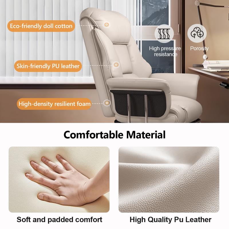 【Black Friday】Big and Tall Office Chair 550 lbs Extra Wide Leather Executive Chair with Retractable Footrest, Heavy-Duty Ergonomic Chair, Adjustable Height Computer Gaming Chairs