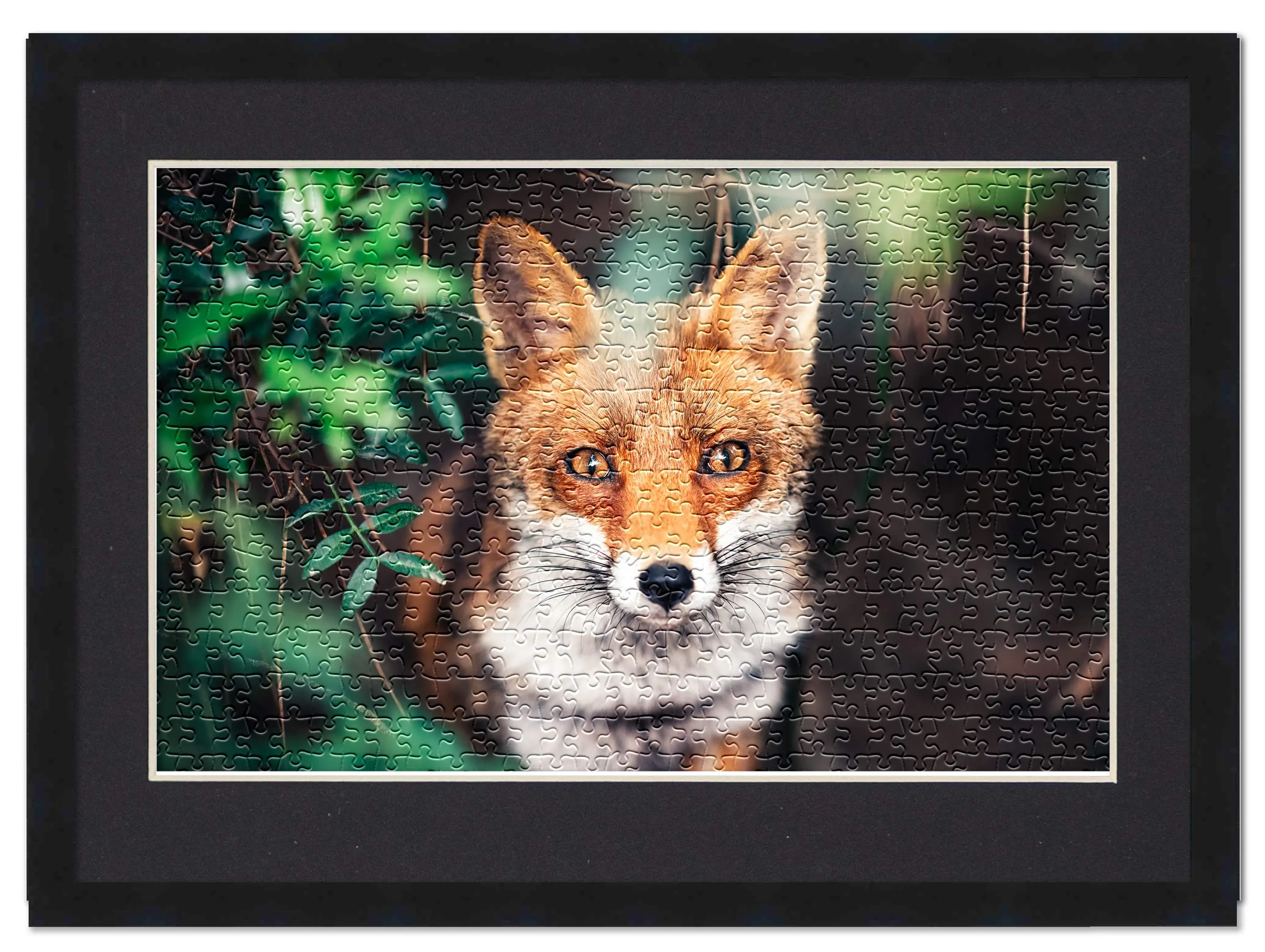 21.25x15 Jigsaw Puzzle Frame Kit - Kit Includes Puzzle Glue Sheets, Black Wood Puzzle Frame with Black Mat, UV Acrylic, Backing,, Hanging Hardware