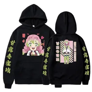 Y2k Clothing Printing Sweatshirt Women Loose Fleece  Anime Hoodie Hoodies Anime Demon Slayer Kanroji Mitsuri Long Sleeve