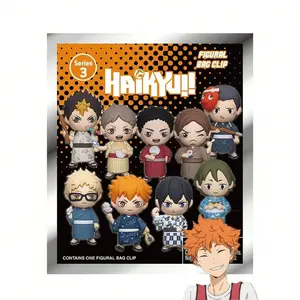 24PCS Haikyuu!!! Officially Licensed 3D Anime Characters Series 3 Mystery Bulk Bag Clip Keychain Pendant Randomly A Hyuga Shoyo and Kageyama Tooru Pyo or Other Characters Birthday Surprise Gift Party Gift
