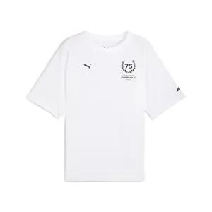 PUMA Mens Formula 1 75 Years Relaxed Crew Neck Short Sleeve Casual Tops Casual - White
