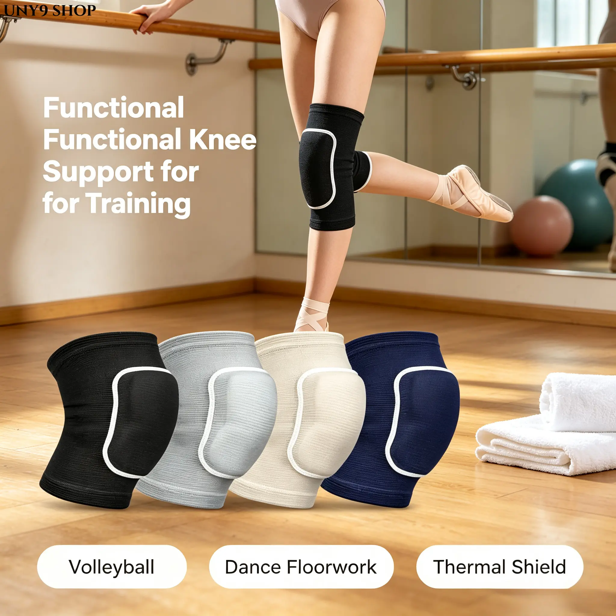 Unisex Knee Pads, Extra Thick Padded Compression Knee Sleeves with Cushioned Impact Protection, Non-Slip Support for Volleyball, Dance, Training, Gym Workouts & Floor Exercises