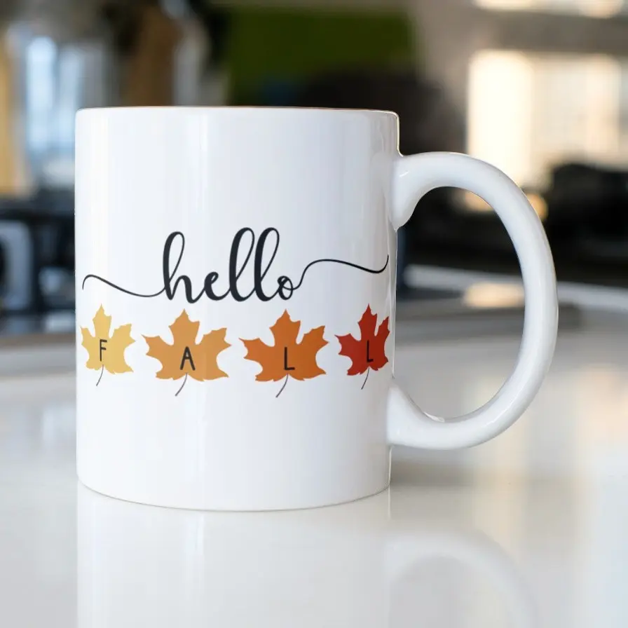 Hello  Mug Ceramic Mug, 15 Ounce Coffee Cup for Tea Drinker Washable Reuse homegoods fall fall harvest ceramic mugs fall mugs Drinkware Tumbler