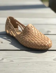 Women's Mexican Leather Huaraches Flat Sandals, Handmade, Woven Style 2123, Closed Toe, Genuine Leather Upper, Comfortable, Ethically Made in Mexico.
