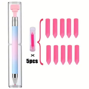 Luxury Diamond Painting Nail Art Tool Set with Self-Adhesive Beads, Gem Picks and Replaceable Wax Sticks, 6 Counts, Diamond Art Tools