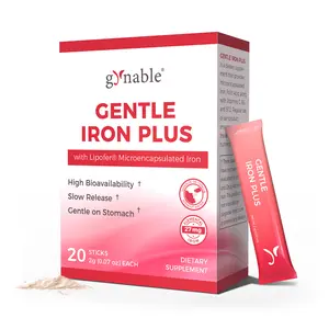 Gynable Gentle Iron Supplement for Anemia & Iron Deficiency, 27mg Lipofer Microencapsulated Iron, Slow Release for High Absorption, Vitamin C B6 B12 Folic Acid Beet Root, 20 Stick Packs  Direct-to-Mouth Powder mothersdaygift