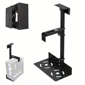 Universal PC Case Holder: An Under Desk, Wall Side Mount CPU Stand. It's an Adjustable Computer Mainframe Hanger and Host Box Stand Bracket Rack in Black. With Sturdy Steel Construction, Adjustable Wi