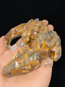 Natural Crystal Dragon King Figurine, Energy Stone Dragon Amulet, Feng Shui Sculpture for Home Office Decor, Christmas Gift