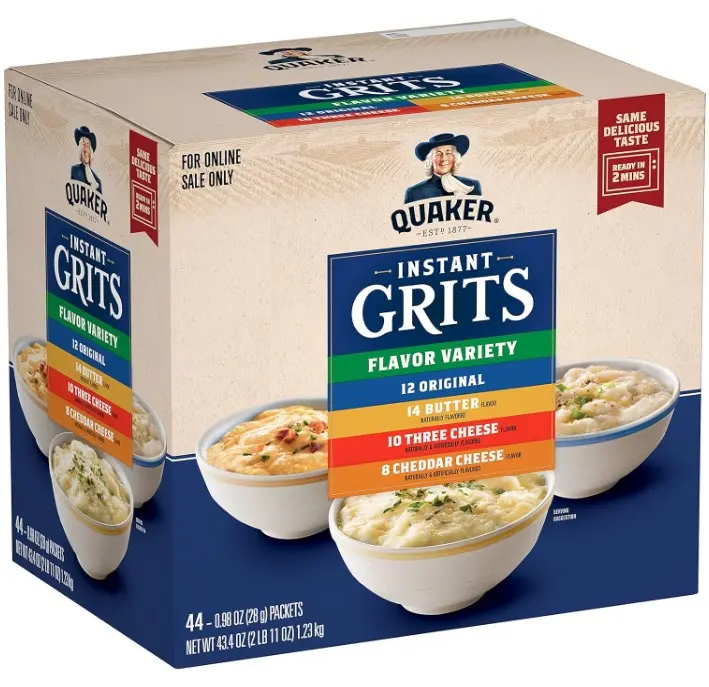 Quaker Instant Grits, 4 Flavor Variety Pack, 0.98oz Packets,44 Count (Pack of 1) Quaker Instant Grits, 4 Flavor Variety Pack, 0.98oz Packets,44 Count (Pack of 1)