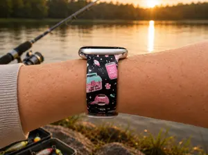 Pink Fishing Watch Band – Cute Angler Design Compatible with Smartwatches