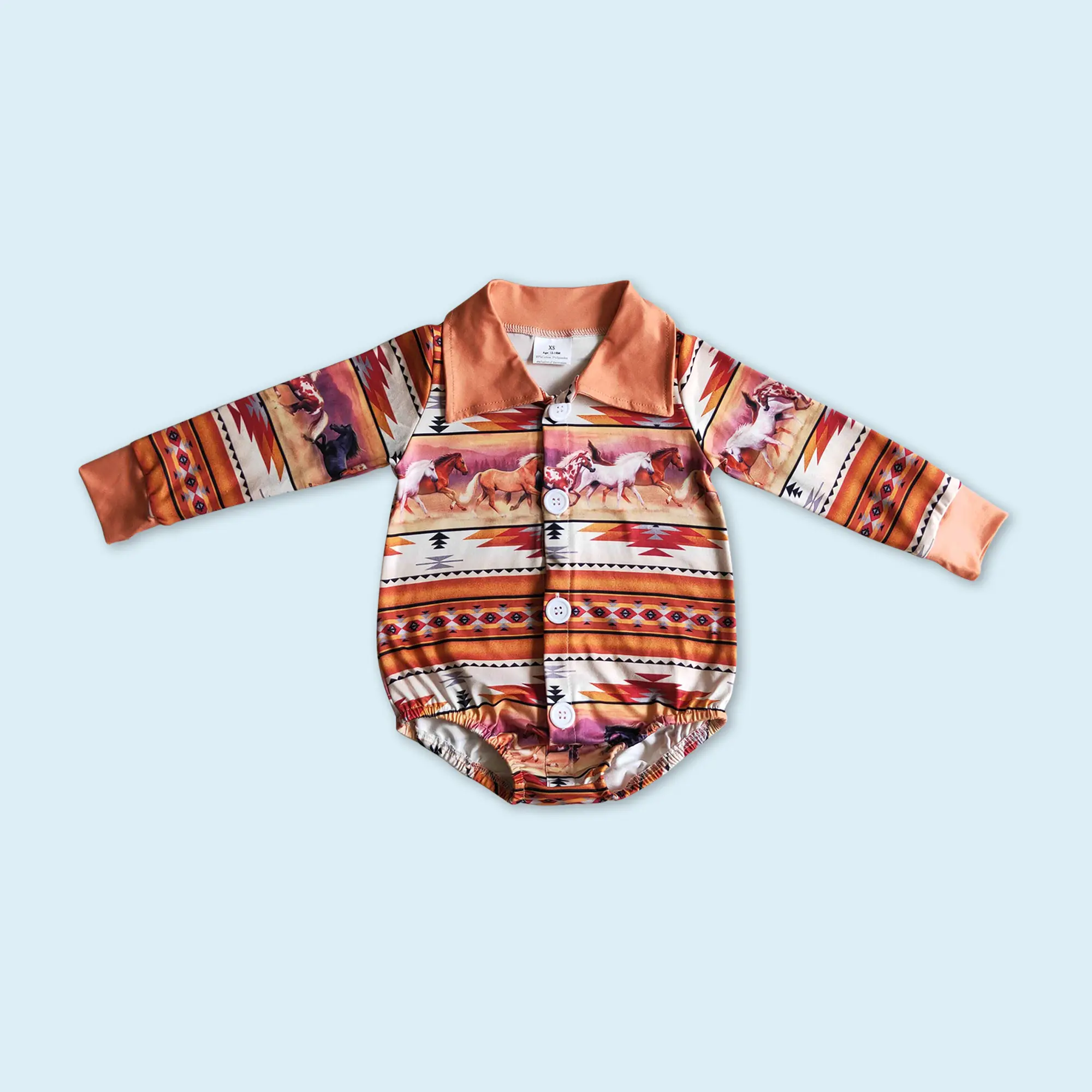 Baby boy western button shirt romper