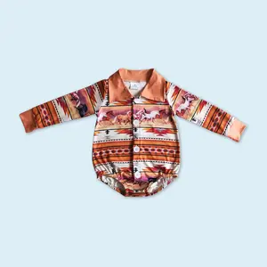 Baby boy western button shirt romper