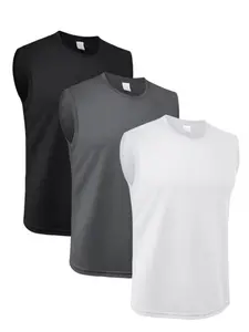Men's Quick-Dry Sleeveless Sportswear Set, Breathable Round Neck Tank Top, Lightweight Polyester Short Sleeve, Ideal for Outdoor Activities & Fitness
