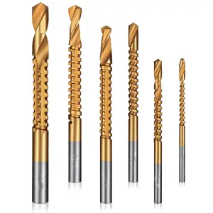 6 Pack Titanium Drill Bit Set, 3-8mm Serrated Side  Drill Bit, Titanium Serrated  Bits, Woodworking Tools, Hole Holesaw Tool for Plastic Metal  Hole