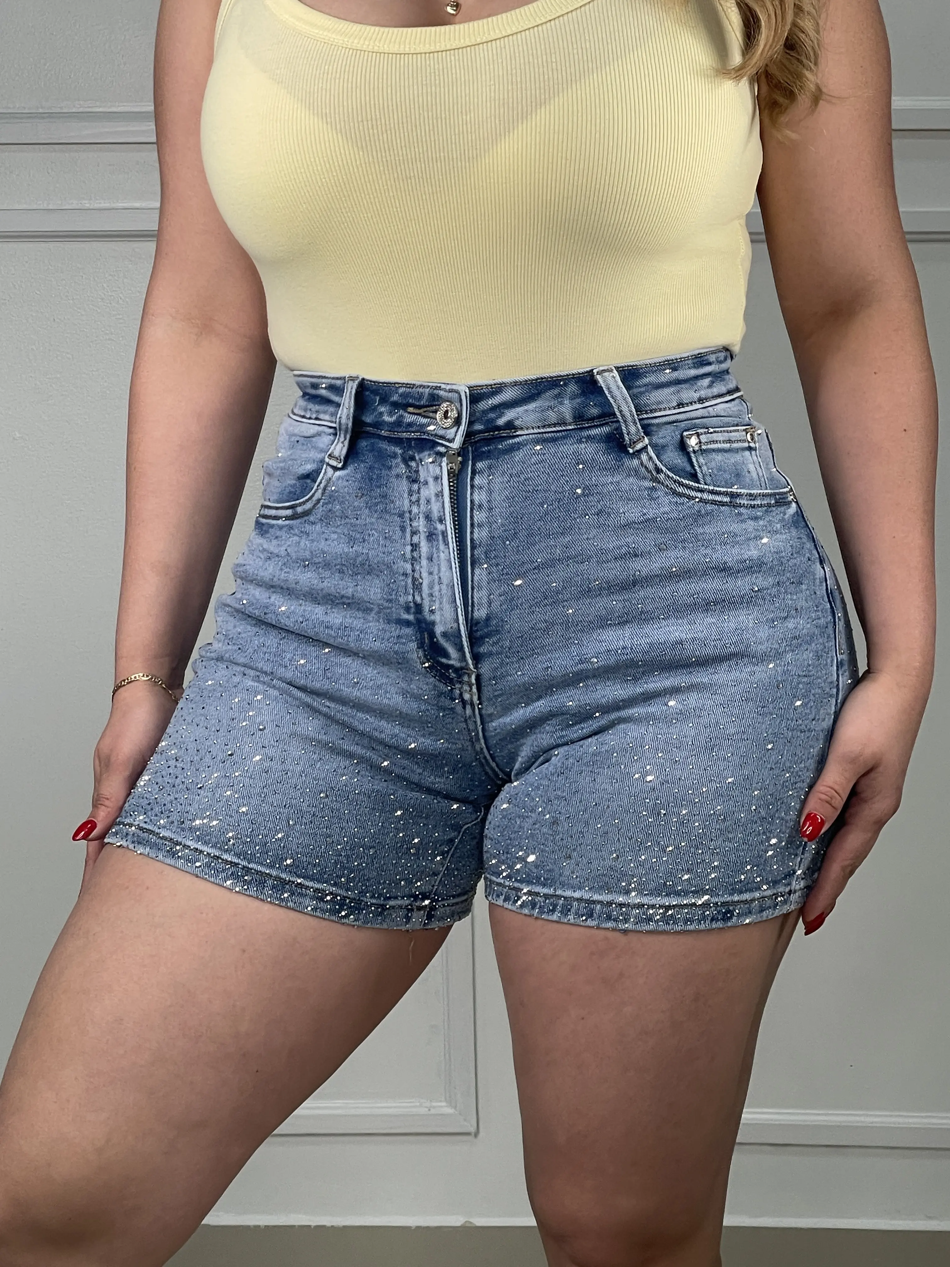 Kylie's Rhinestone Shorts - Light Wash