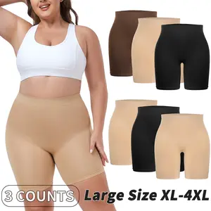 Plus Size XL-4XL Solid High Waist Shapewear Shorts, Minimalist Body Contouring Fajas Shaper, Women's Shapewear Bottoms for All Seasons, Shapewear Clothes for Lady，Tight Fit Shapewear Bottoms, Tummy  Underwear