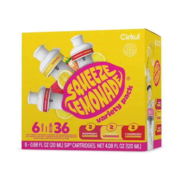 Cirkul Squeeze Lemonade 6-Pack. No Sugar, Zero Cal Flavored Water