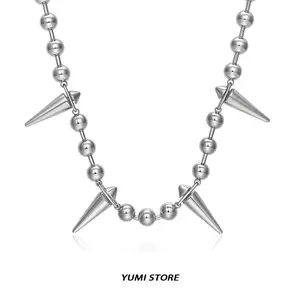 Hip Hop Rivet Choker For Man Woman Non Fading Titanium Steel Gothic Rivet Pendant Necklace Punk Couple Jewelry New Kpop Gift