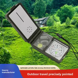 Multifunctional Compass Outdoor Compass Flint Thermometer Hygrometer with LED Light