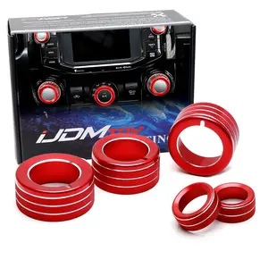 iJDMTOY 5pcs Sports Red Anodized Aluminum AC Climate Control Turner & Audio Volume Switch Covers Decoration For Toyota 2010-2019 4Runner w/ 6.1-Inch Navigation Screen