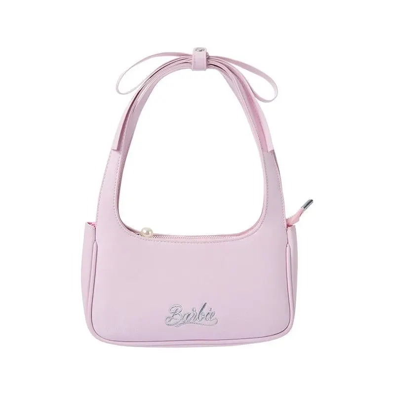 BARBIE Women's Heiress Series Shoulder Bag, Classic Faux Leather Crossbody Handbag with Bow & Pearl Details for Autumn & Winter, Handbag Shoulder Bag