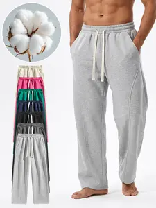 Men Straight Leg Casual Pants Stretch Wrinkle Resistant Drawstring Waist Streetwear Trousers，Casual Straight Leg Sweat Pants Elastic Drawstring Waist Street Bottoms