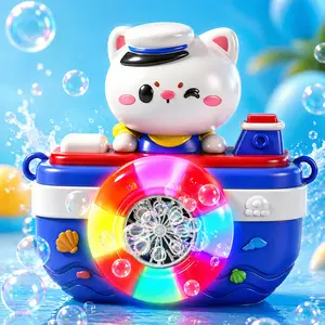 Cat Bubble Machine Toy for Kids with Colorful LED Lights Automatic Bubble Blower Maker Portable Outdoor Summer Party Toy for Boys Girls