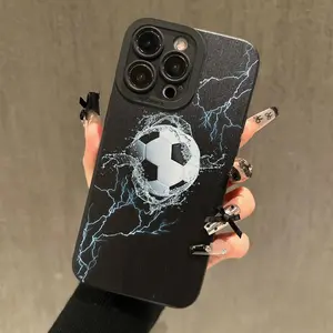 Soccer Ball Pattern Phone Case, Anti-drop Silicone Phone Case, Decorative Phone Protector Cover Compatible with iPhone 17 16 15 14 13 12 11 Pro Max