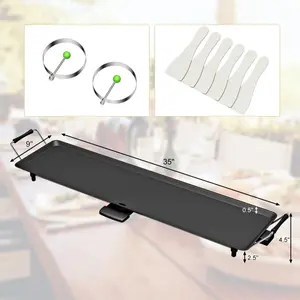 COSTWAY - 35 Inch Electric Griddle with Healthy Cooking and Easy Maintenance COSTWAY - 35 Inch Electric Griddle with Healthy Cooking and Easy Maintenance