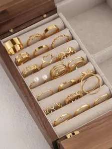 Ligui 22Pcs Gold Ring Set for Women | Butterfly, Heart & Pearl Knuckle Rings Pack | Minimalist Stackable Chain Joint Jewelry | Dainty Stacking Rings