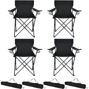 Camping Chairs 4 Pack, Oversized Folding Chair with Cup Holders  Adults, Portable Chair & Carry Bag  Outdoor Backyard, Beach, Lawn, Patio, Picnic, Fishing, Oxd Fabric & Heavy Duty