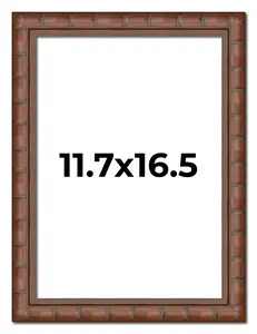 11.7x16.5 Brown Modern Bamboo Photo Frame - UV Acrylic, Foam Board Backing, Hanging Hardware