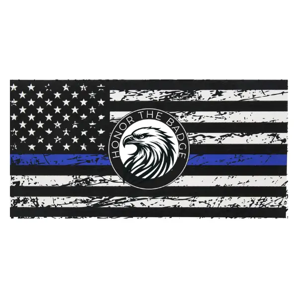 Honor the Badge Thin Blue Line Bumper Sticker 6X3” Featuring American Flag and Eagle Design