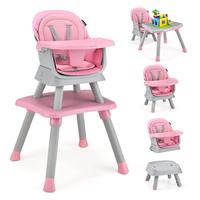 8 in 1 Highchair Pink w/Building Block Table