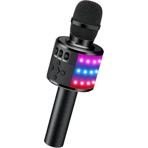 Karaoke Microphone for  & Adults -  Microphones Singing Mic with Disco Lights, Echo Effect, Built-in Speaker Portable Karaoke Player for Party Travel Gifts Q78(Black)