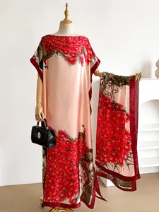 1 Set Women's Fashion Elegant Peacock Print Shawl, All-Season Soft Comfortable Stylish Shawl, Retro Multi-Purpose Accessory Suitable for Daily Use, Trendy Casual Ladies Scarf, Cape Shawl Set