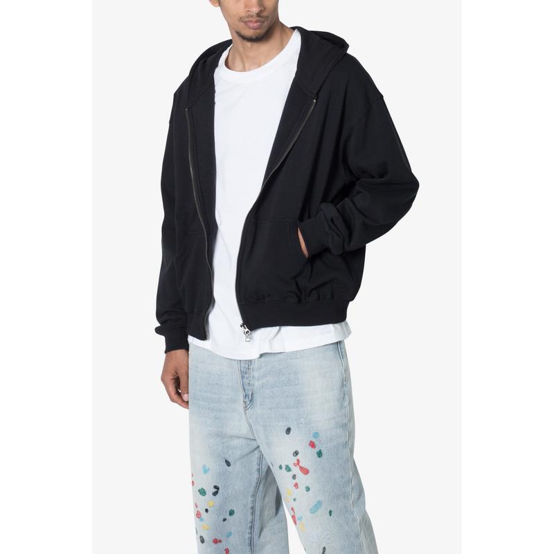 mnml Basic Zip Up Hoodie - Black
