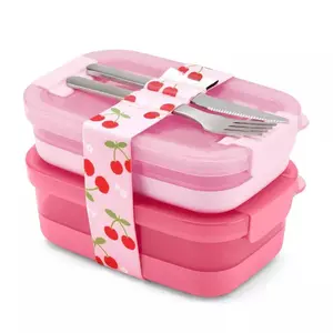 2pk Plastic Lunch Stack Food Storage Container Color Pink