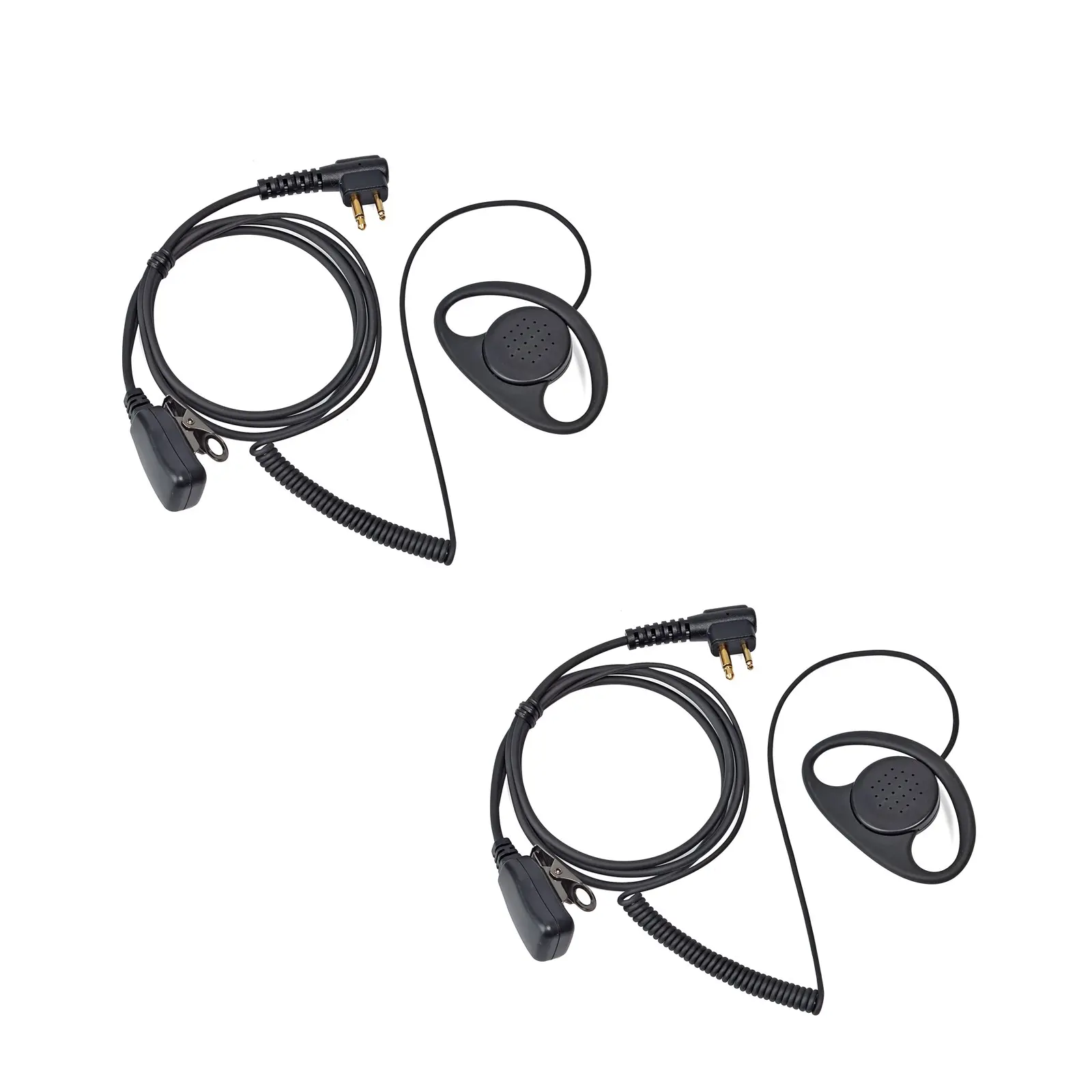D Shape Two Way Radio Earpiece with PTT, Walkie Talkie Portable Headset with Swivel Boom Microphone for Motorola 2 Way Radio CLS1110 RDM2070d CP200 CP200d CLS1410 CLS1413 CLS1450 Radio(2 pack)