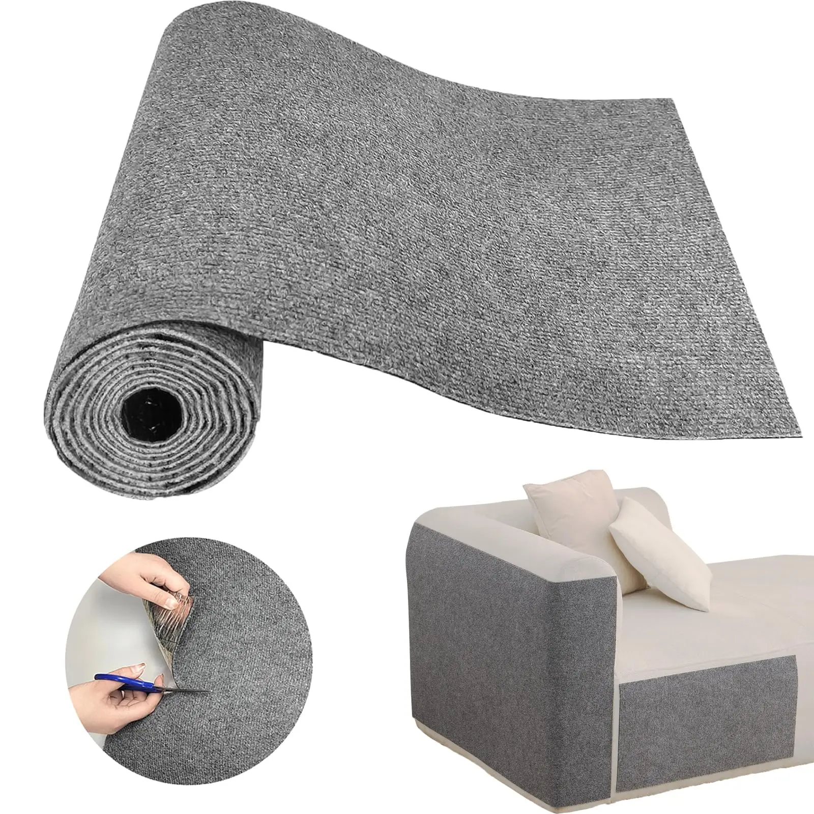 Cat Scratch Couch Protector – 39.3"x15.8" Adhesive Scratch Pad for Furniture, DIY Cat Climbing Scratcher, Deterrent for Indoor Cats (Light Grey)